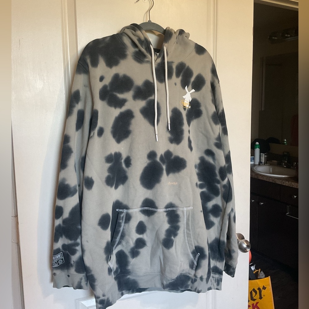 Dutch Bros Black & Gray Tie-Dye Crewneck Hoodie